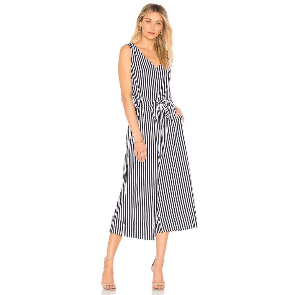 M.D.S Stripes Amanda Jumpsuit Navy Stripe Size 1/Small Quiet Luxury Preppy